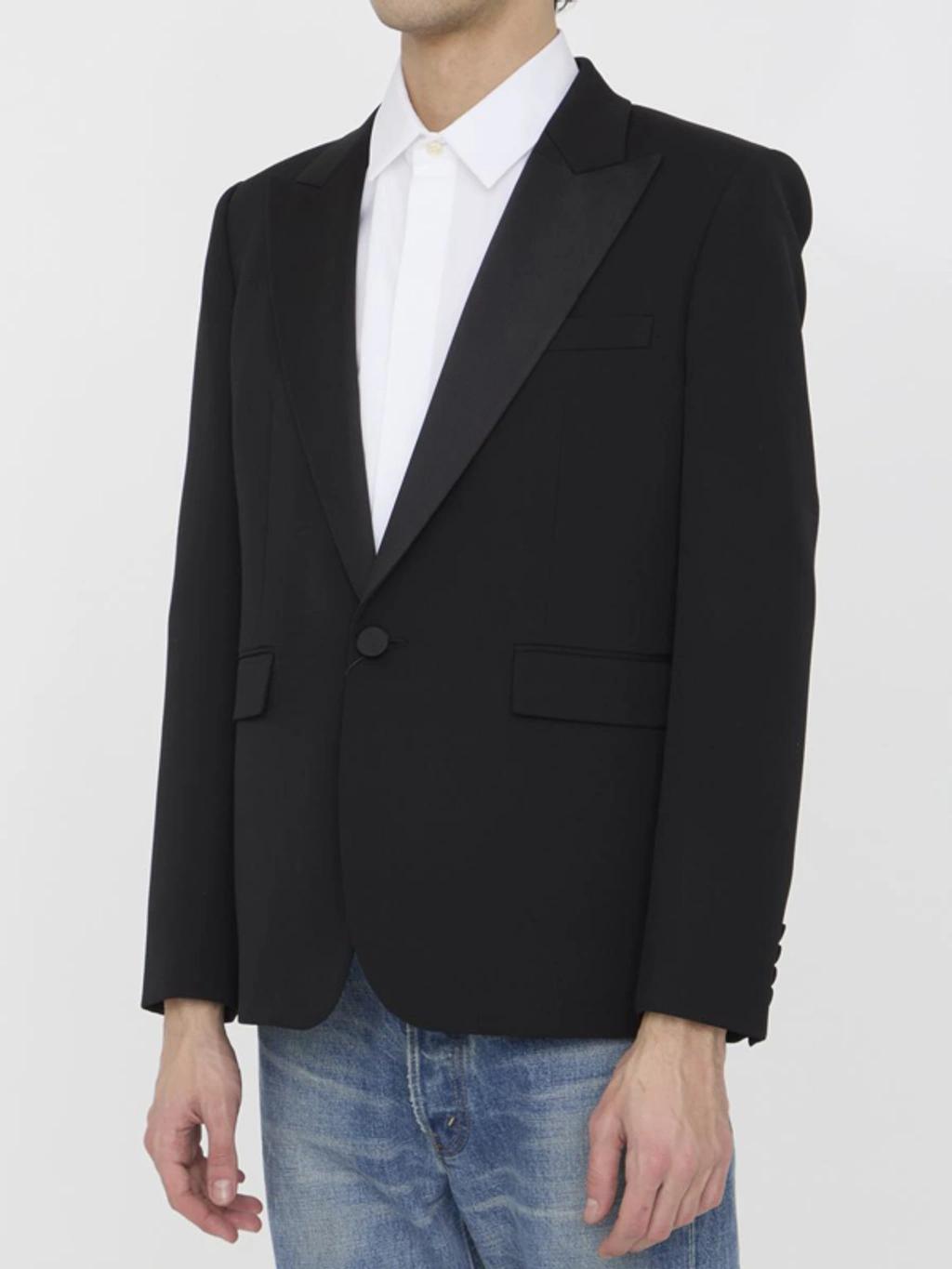 Men Single-breasted Tuxedo Jacket In Black Product Image