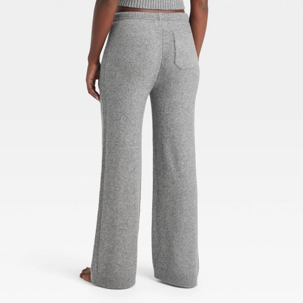 Women's Sweater Wide-Leg Pajama Pants - Auden™ Heathered Gray XL Product Image