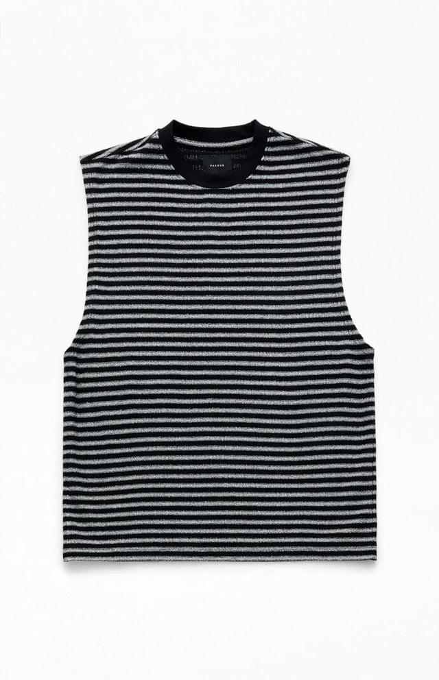 Mens Compass Striped Textured Tank Top in Black Product Image