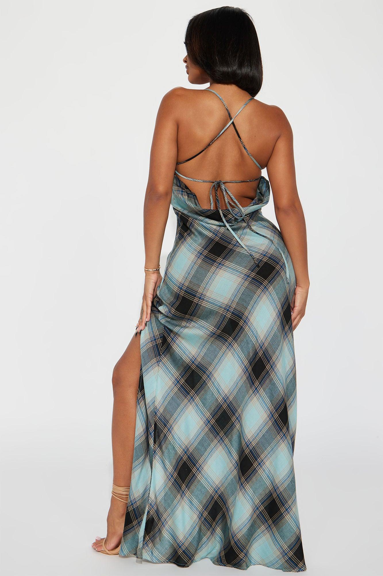 Armani Plaid Maxi Dress - Blue/combo Product Image