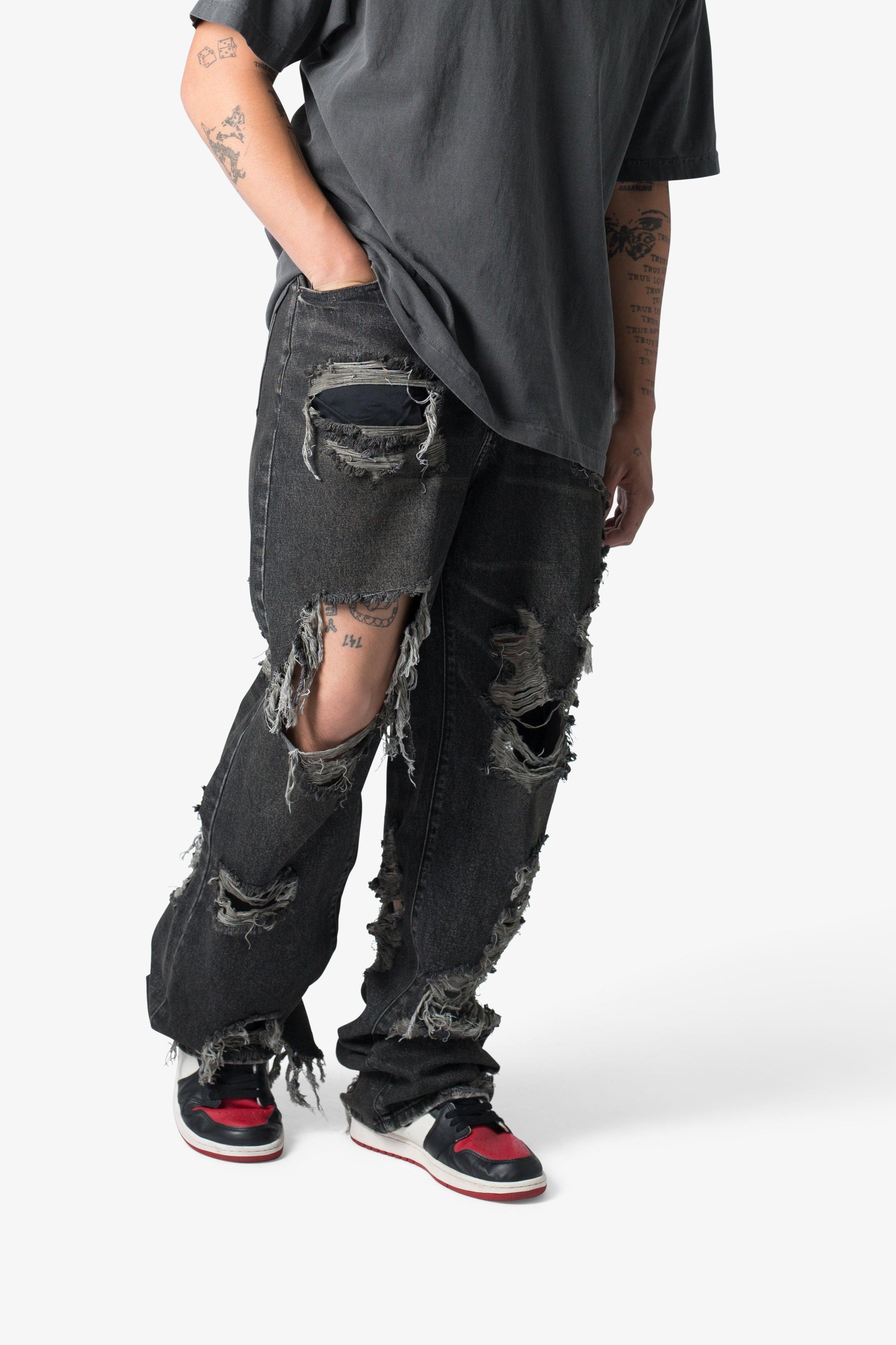 Ultra Baggy Decimated Denim - Black Product Image