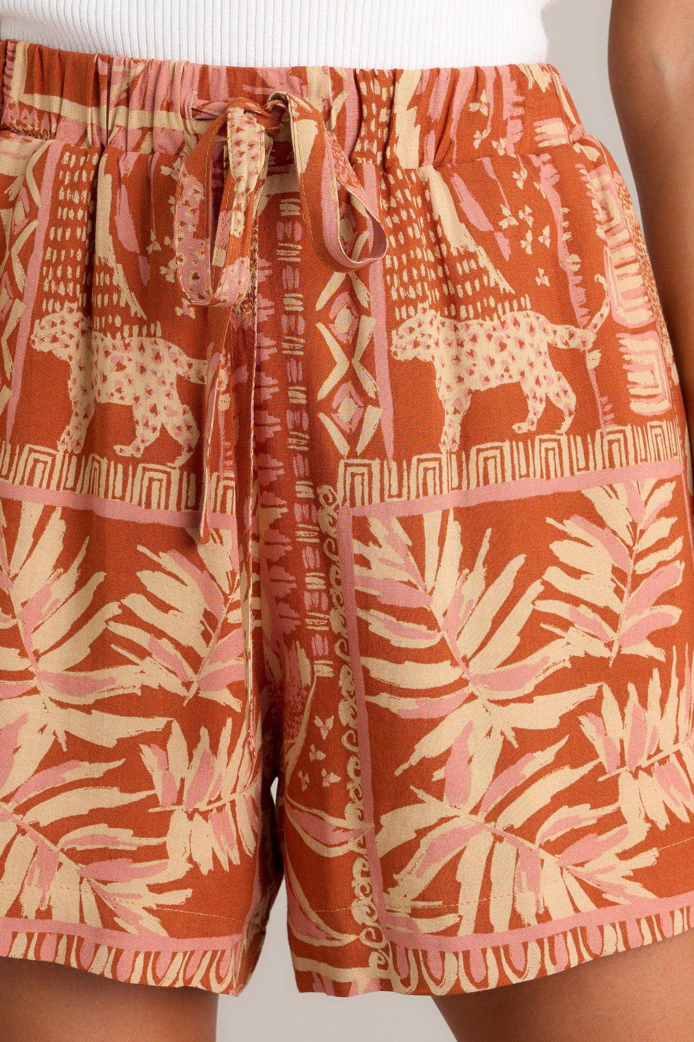 Heading South Sienna Rose Tropical Print Shorts Product Image