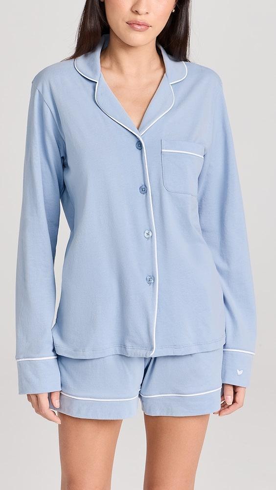 Petite Plume Pima Cotton Periwinkle Long Sleeve PJ Set | Shopbop Product Image