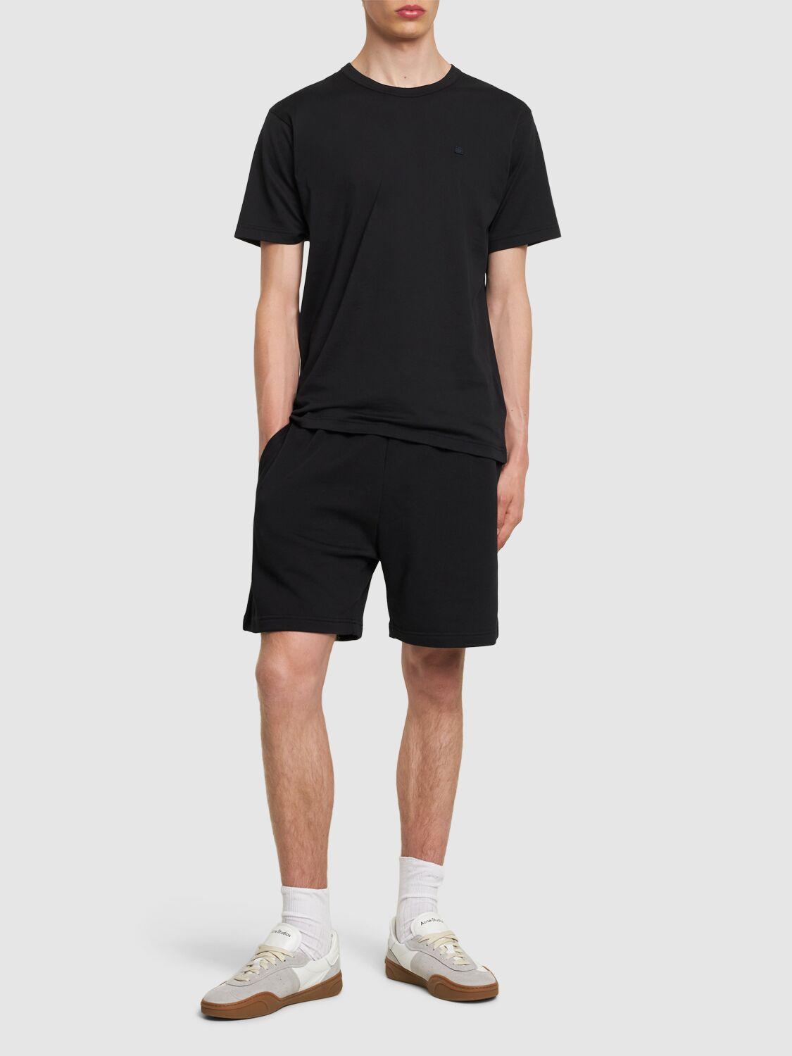 ACNE STUDIOS Mens Black Forge Face Brand-patch Cotton-jersey Shorts Product Image