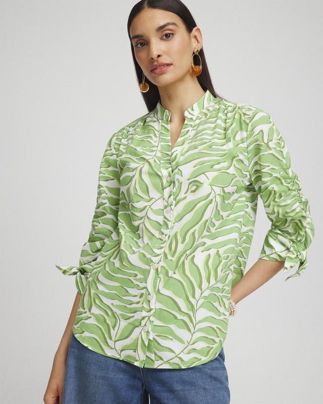 Women's Floral Ruched Sleeve Shirt Product Image