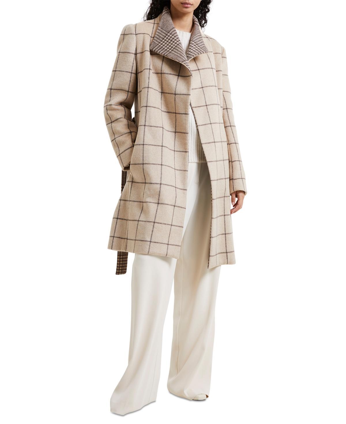 French Connection Womens Fran Plaid Belted Coat product image