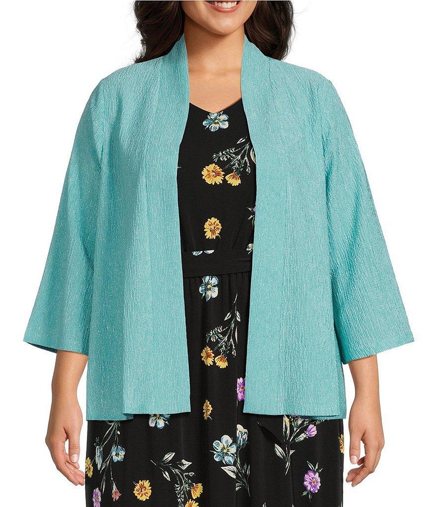 Allison Daley Plus Size 3/4 Sleeve Open Front Texture Knit Cardigan product image