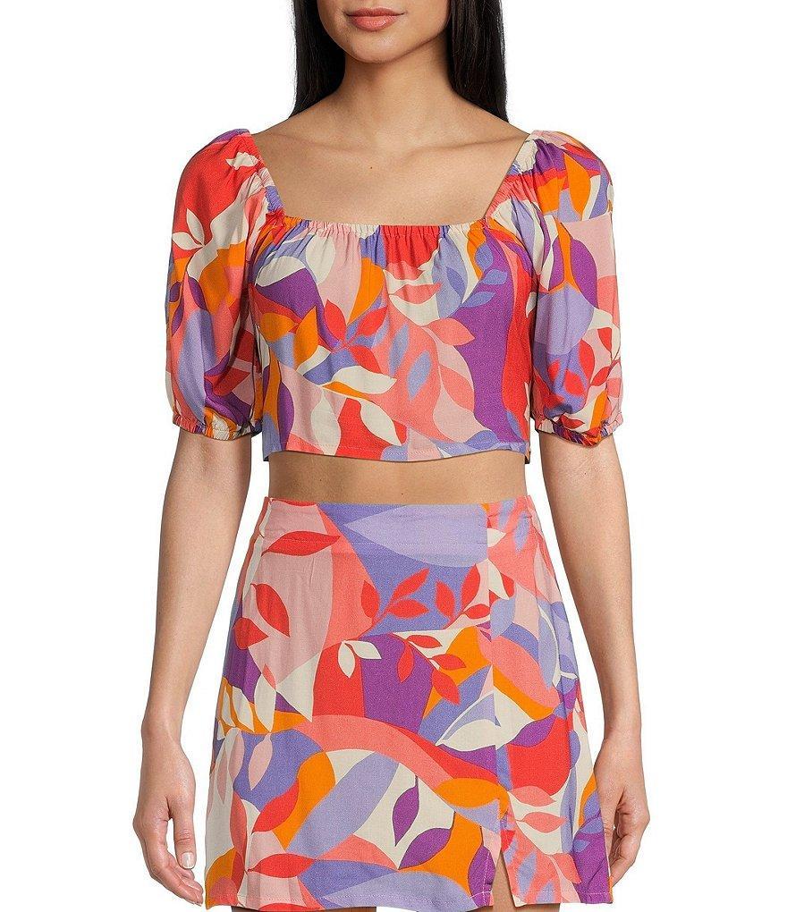 Hurley Quilted Vines Printed Short Sleeve Sleeve Coordinating Crop Top product image