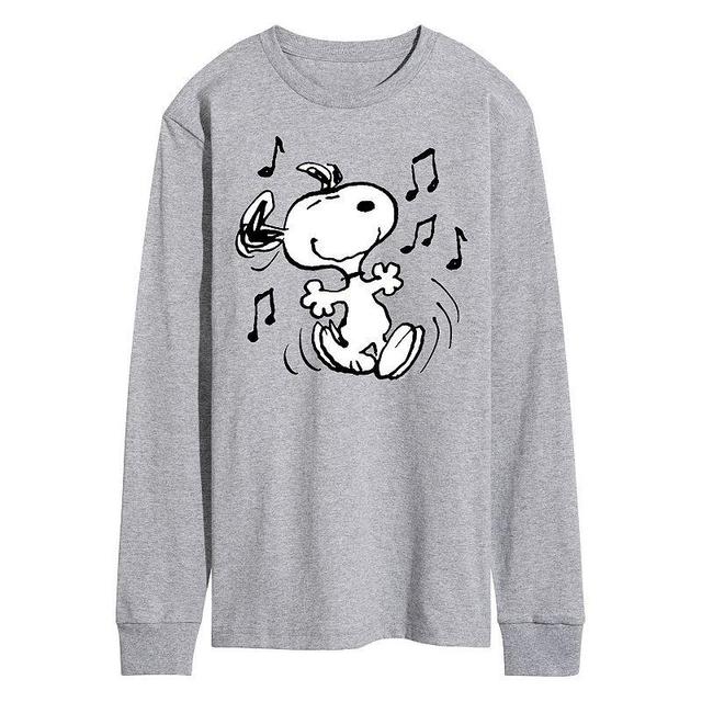 Mens Peanuts Snoopy Dancing Long Sleeve Med Grey Product Image