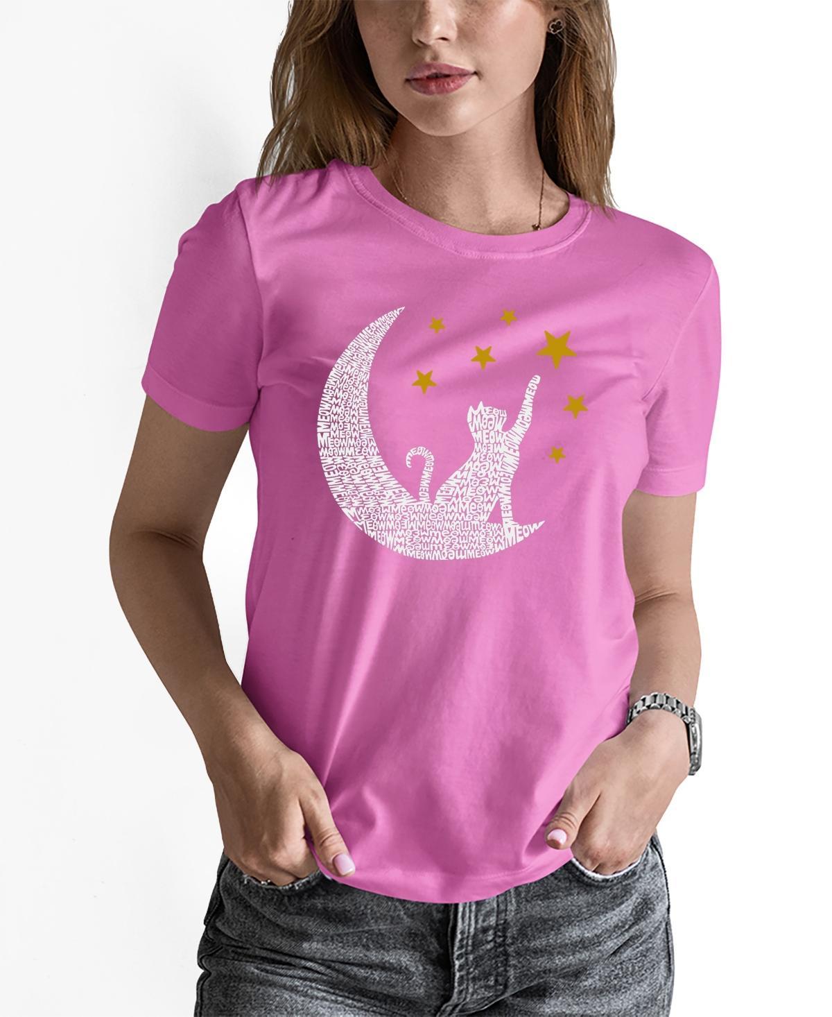 La Pop Art Womens Word Art Cat Moon T-Shirt Product Image