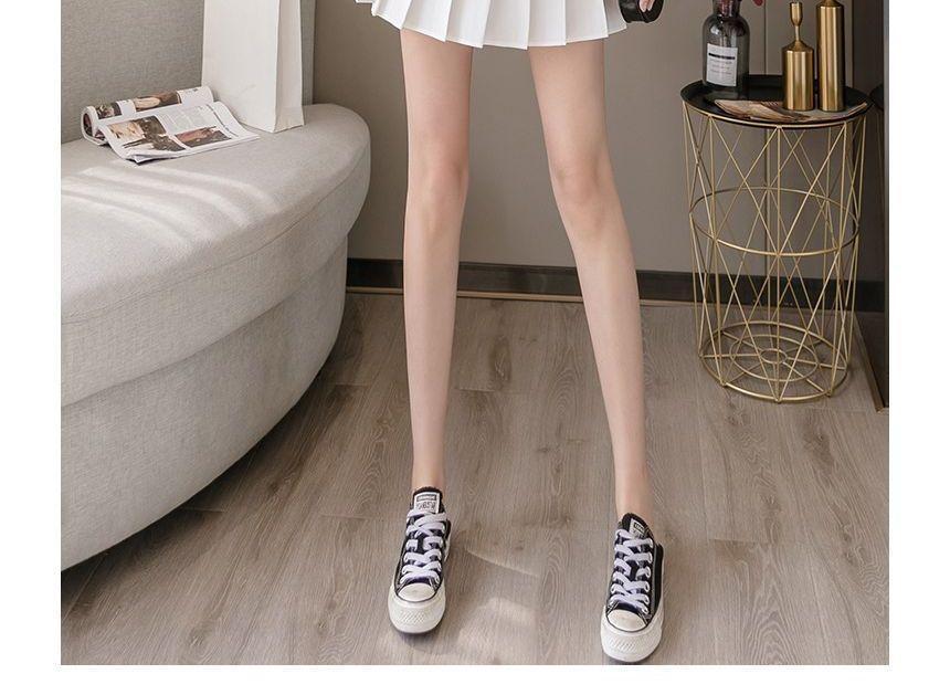 High Waist Plain Pleated Mini Skort Product Image