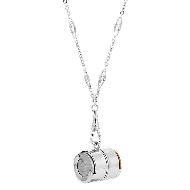 1928 Silver Tone Coin Holder Barrel Necklace, Womens Product Image