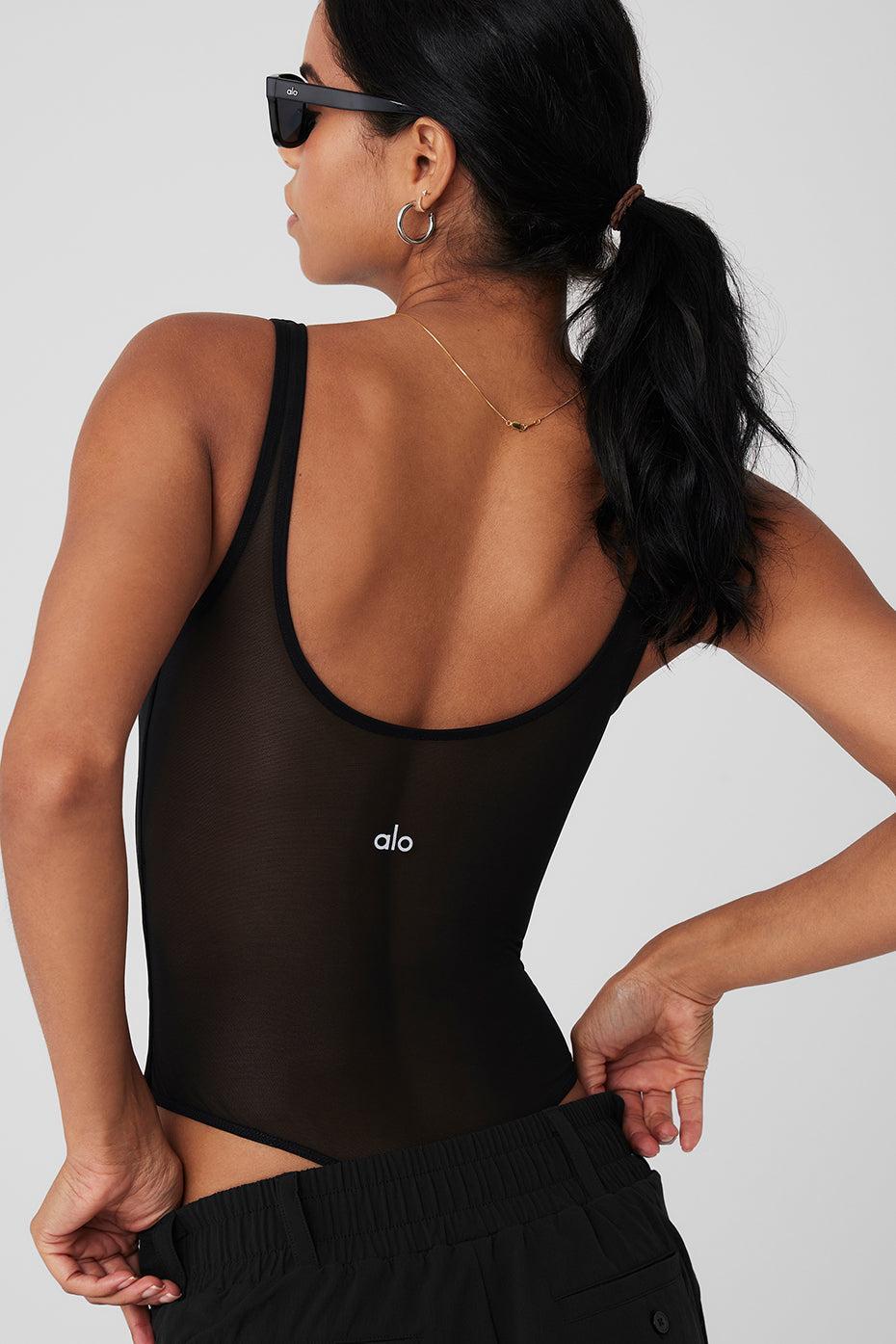 Mesh Sheer Illusion Bodysuit - Black Product Image