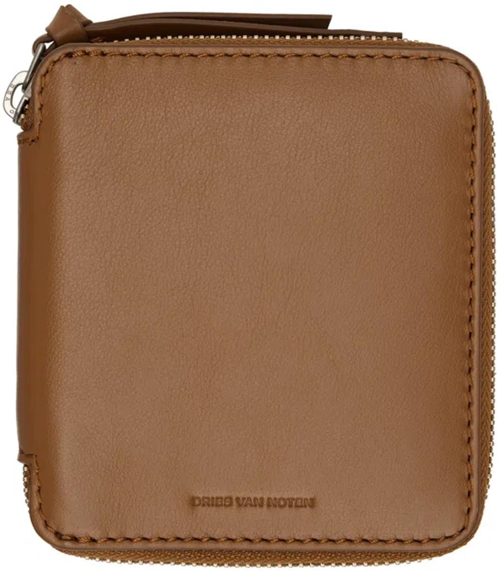 Tan Zip Wallet In Brown Product Image