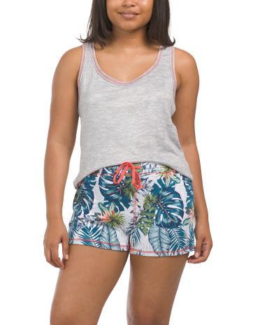 3pc Tropical Palm Shorts Set for Women Product Image