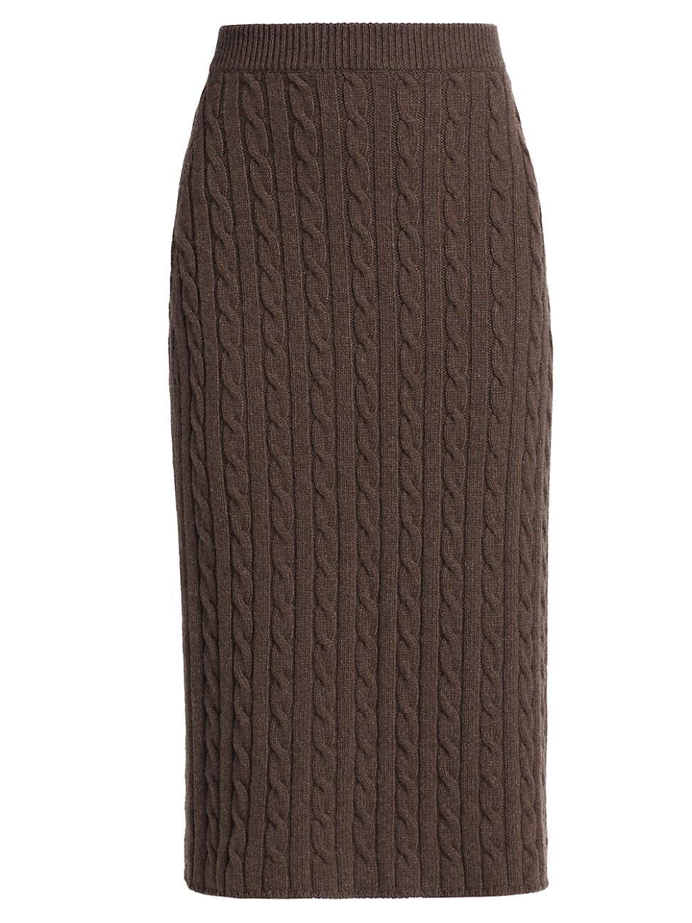 Womens Wool-Blend Cable-Knit Midi-Skirt Product Image