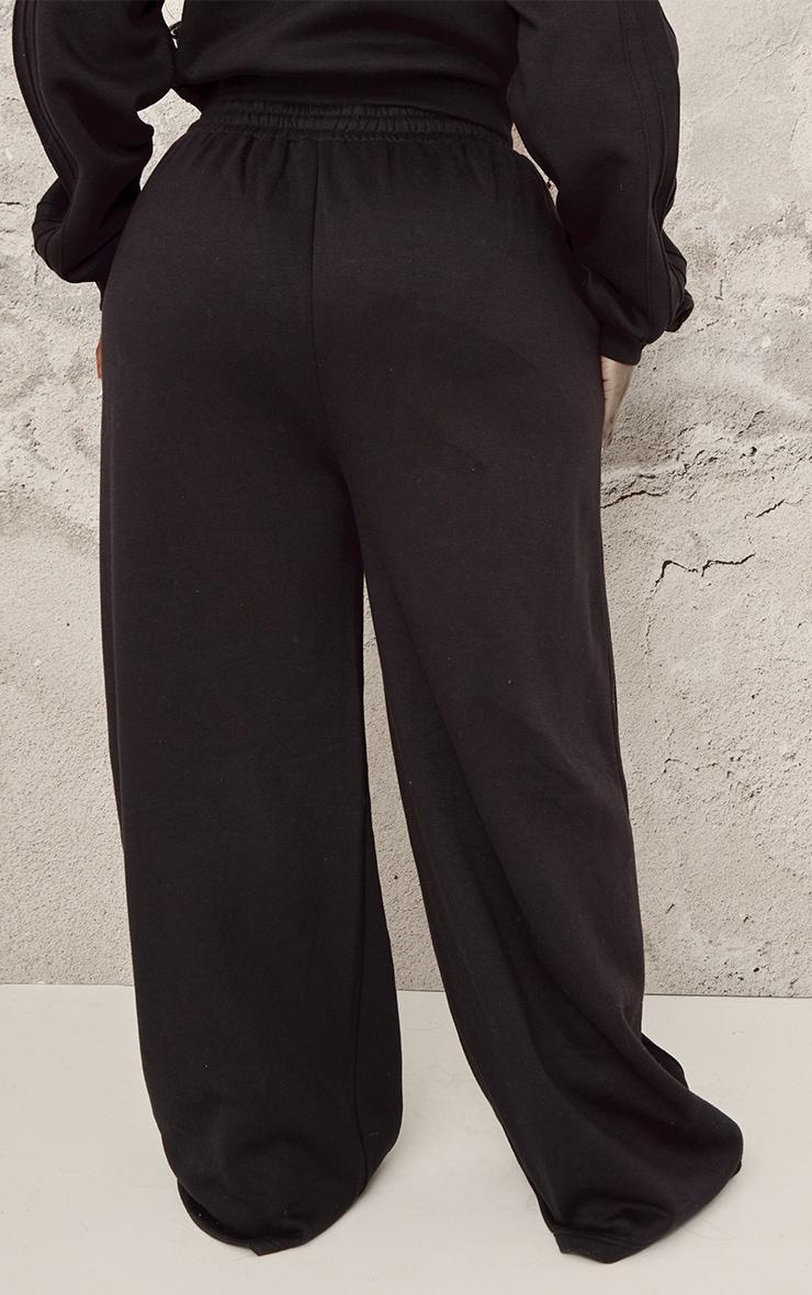 Plus Black Seam Detail Wide Leg Sweatpants Product Image