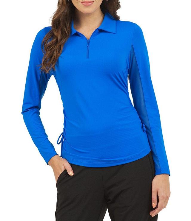 IBKUL Adjustable Quarter Zip Long Sleeve Polo Collar Top Product Image