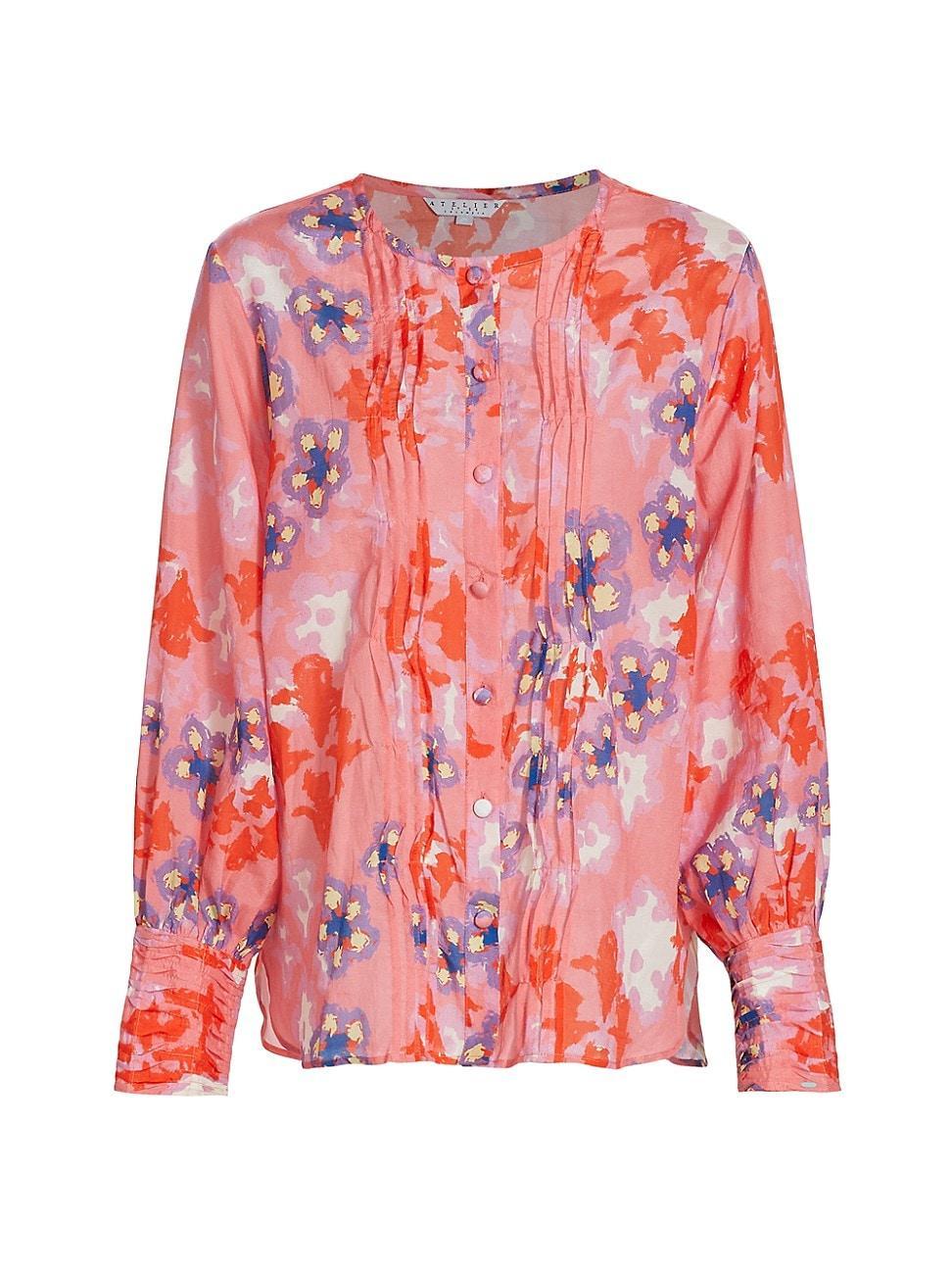 Womens Aura Floral Pleated Blouse Product Image