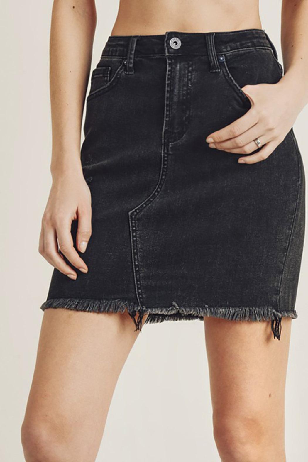 Frayed Hem Denim Skirt Female Product Image