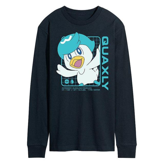 Mens Pokemon Quaxly Stats Long Sleeve Graphic Tee Blue Product Image