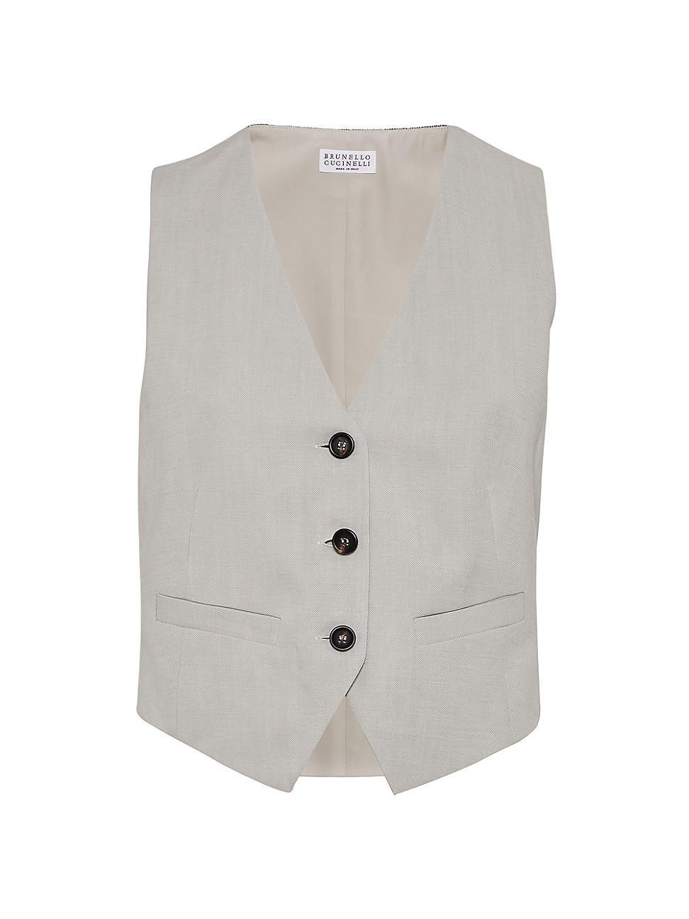 Womens Viscose And Linen Fluid Twill Waistcoat Product Image