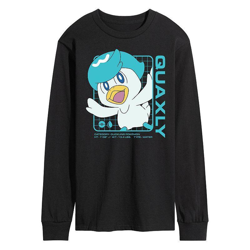 Mens Pokemon Quaxly Stats Long Sleeve Graphic Tee, Black Product Image