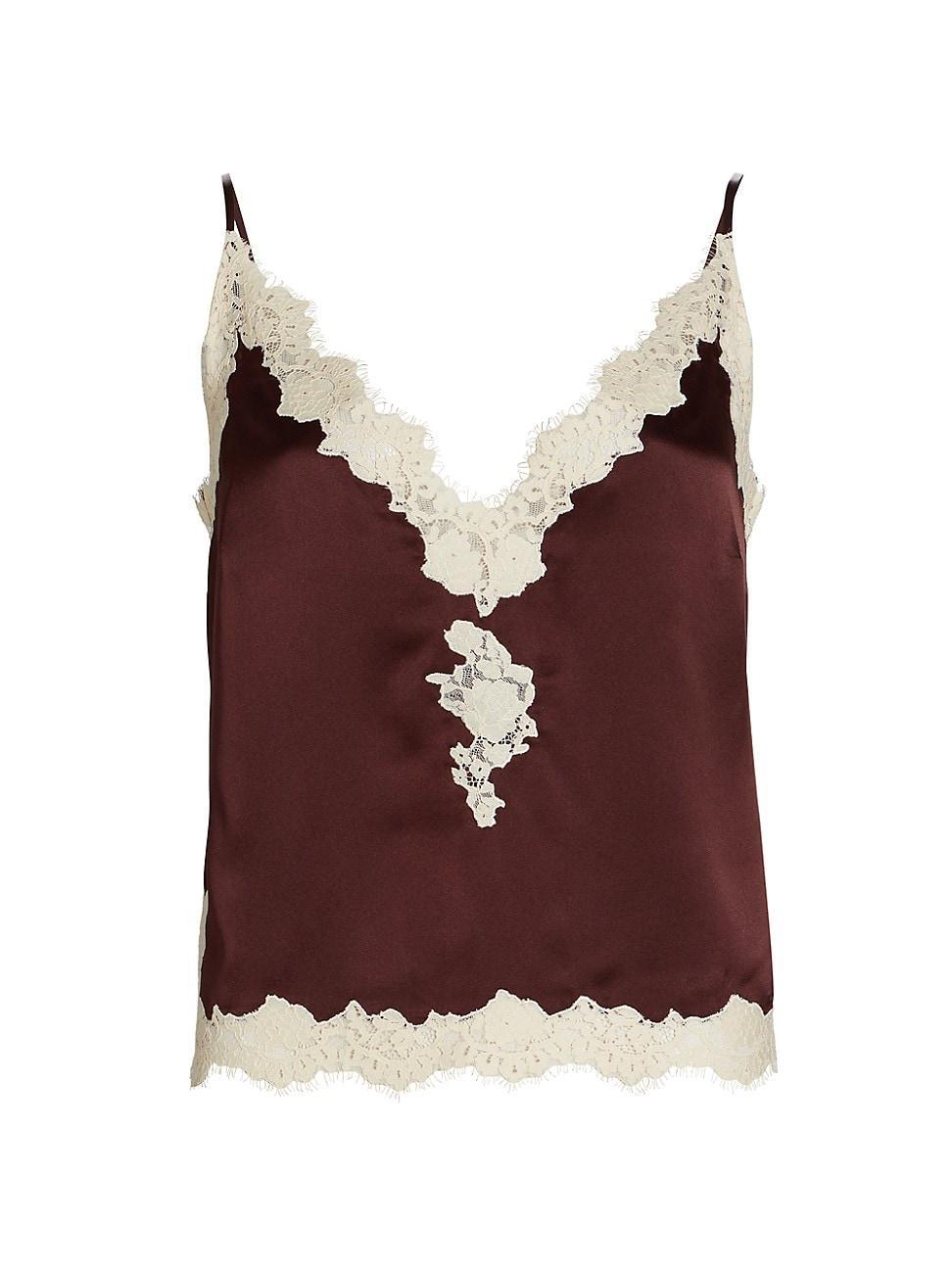 Womens Kira Lace-Trim Silk Camisole Product Image