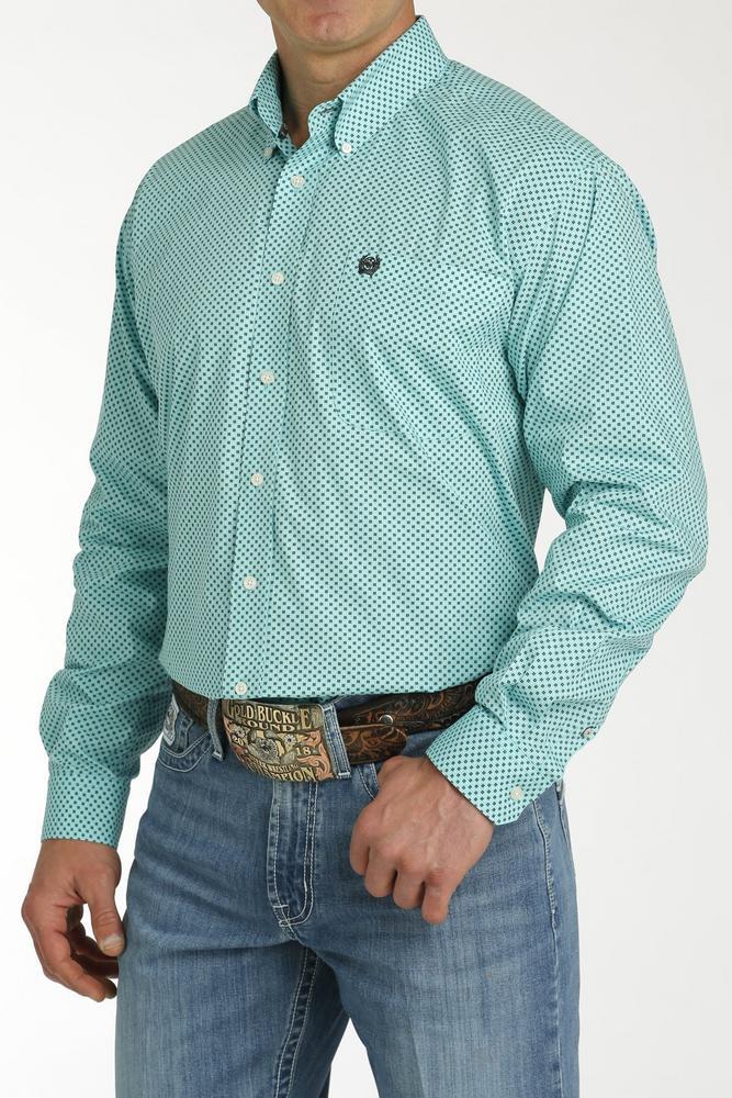 Cinch® Men's L/S Turquoise Geo Print Button Shirt Product Image