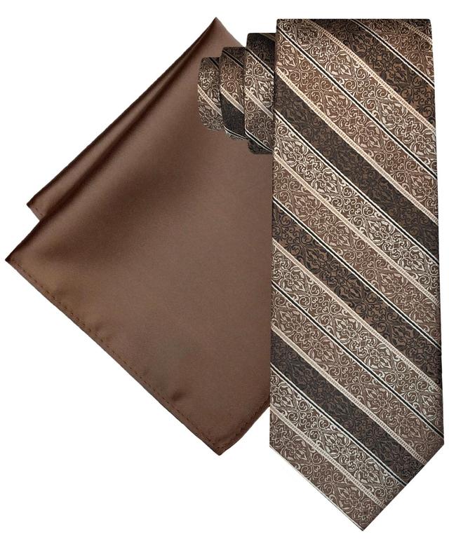 Steve Harvey Mens Extra Long Textured Stripe Tie & Pocket Square Set Product Image