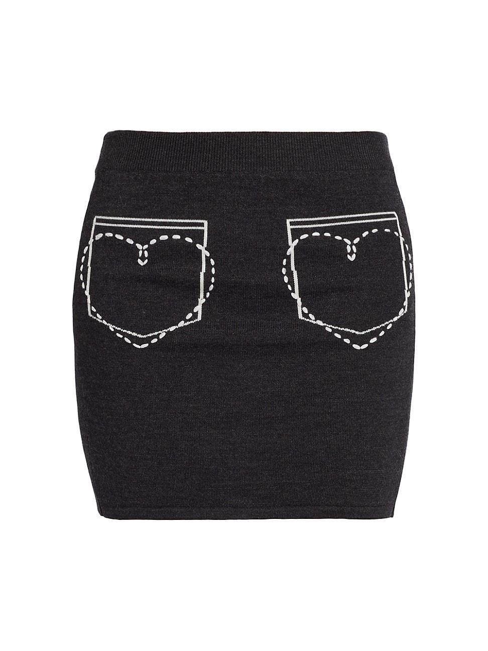 Womens Wool Heart-Stitch Miniskirt Product Image