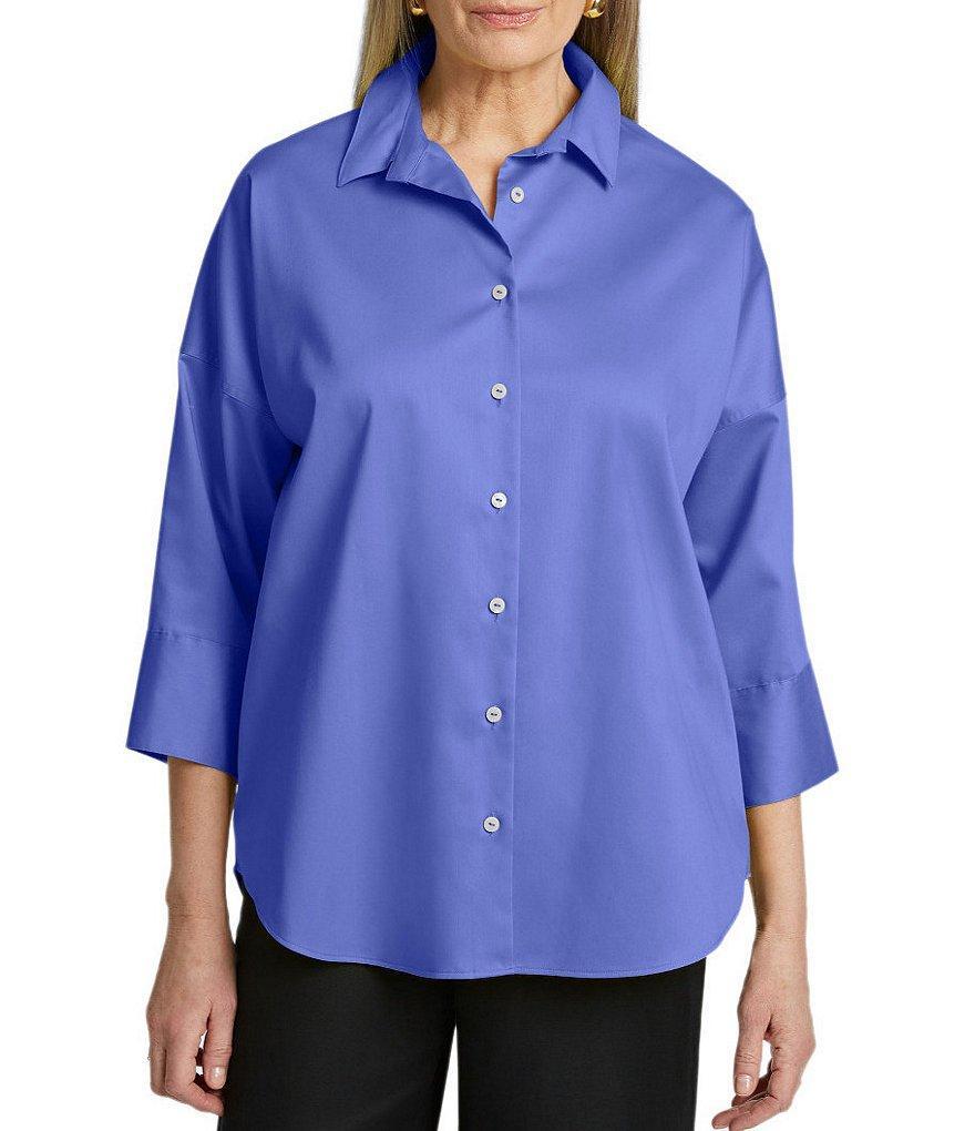 Foxcroft Avery Collared Neckline 3/4 Sleeve Tunic Product Image