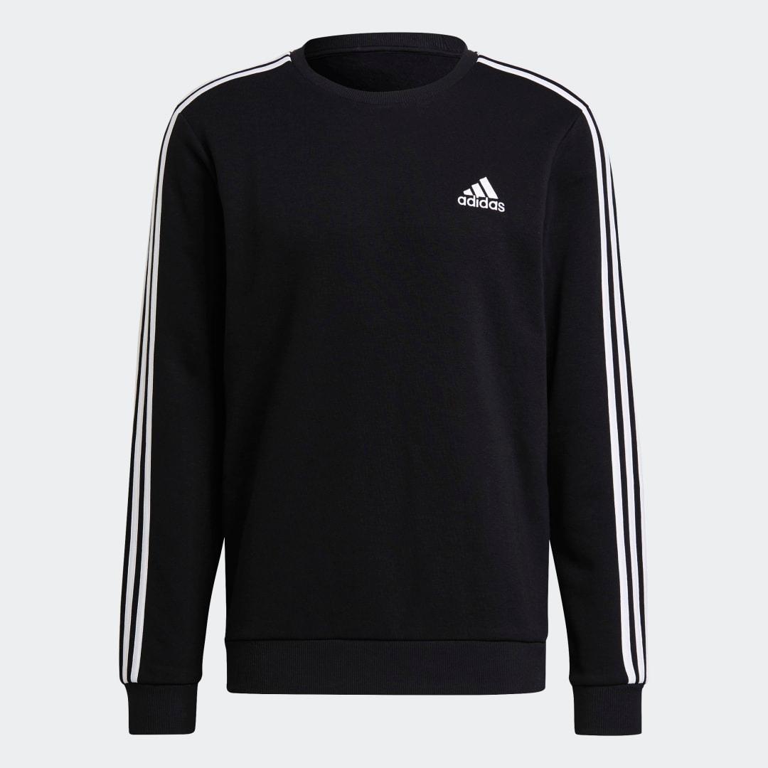 adidas Essentials Fleece 3-Stripes Sweatshirt Black 2XL Mens Product Image