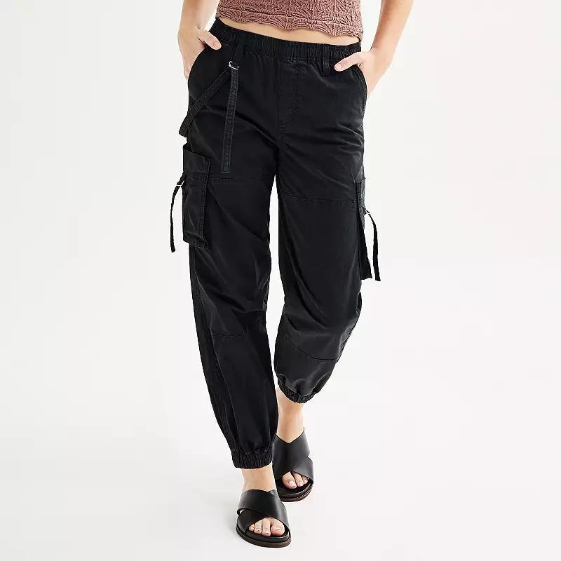 Juniors SO High Rise Strap Cargo Joggers, Womens Product Image