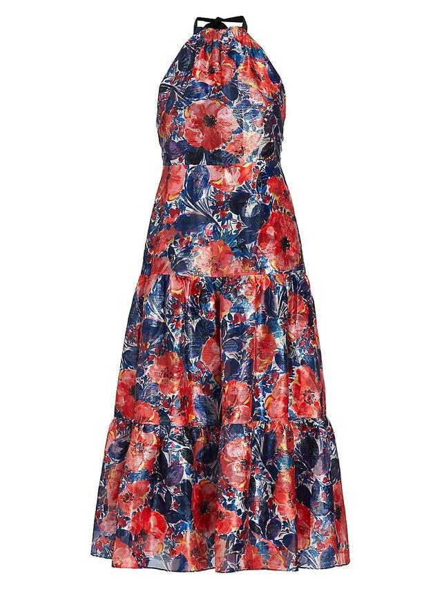 Womens Hayden Poppy Jacquard Midi-Dress Product Image