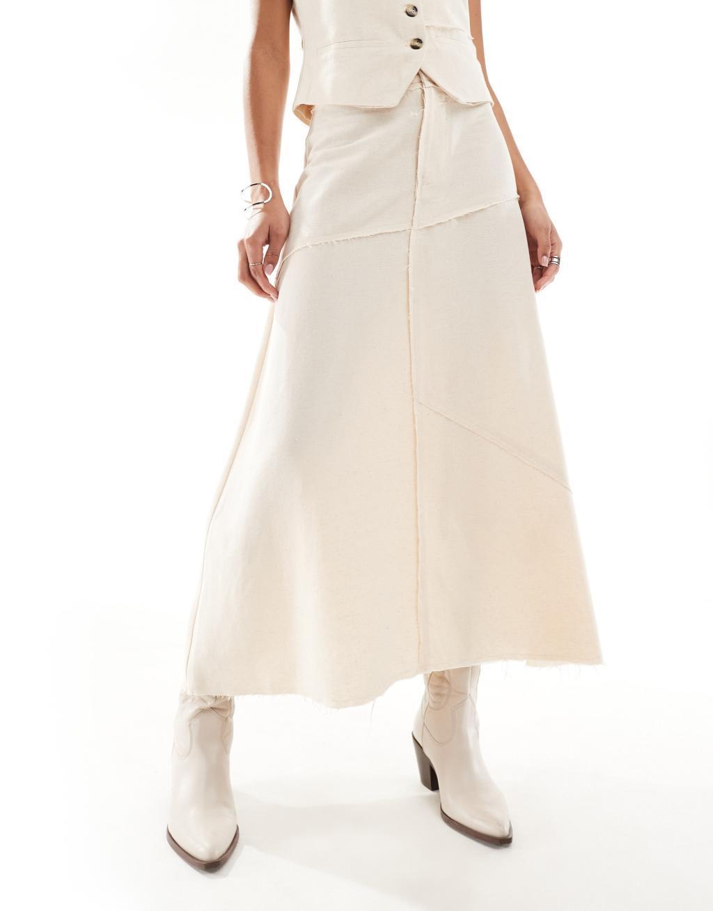 Reclaimed Vintage midi skirt in linen Product Image