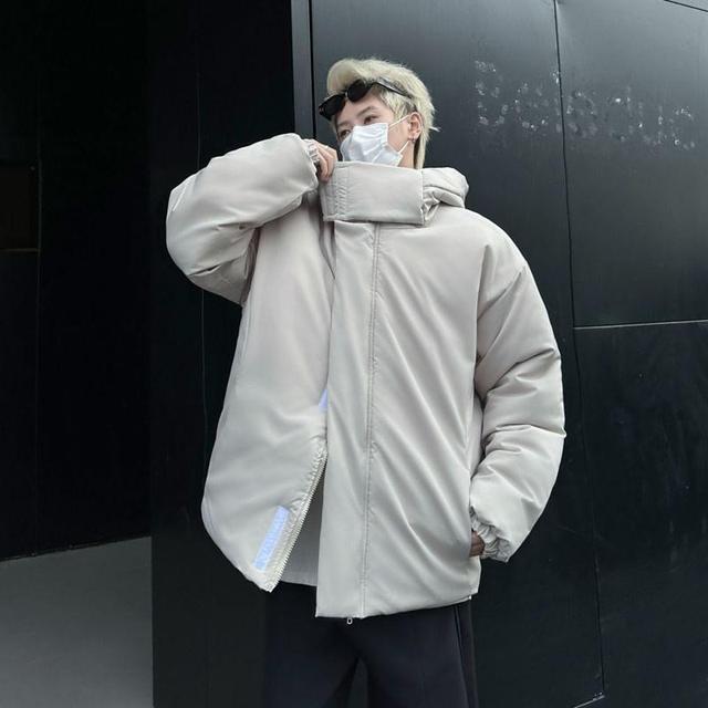 Plain Hooded Zip Puffer Jacket Product Image