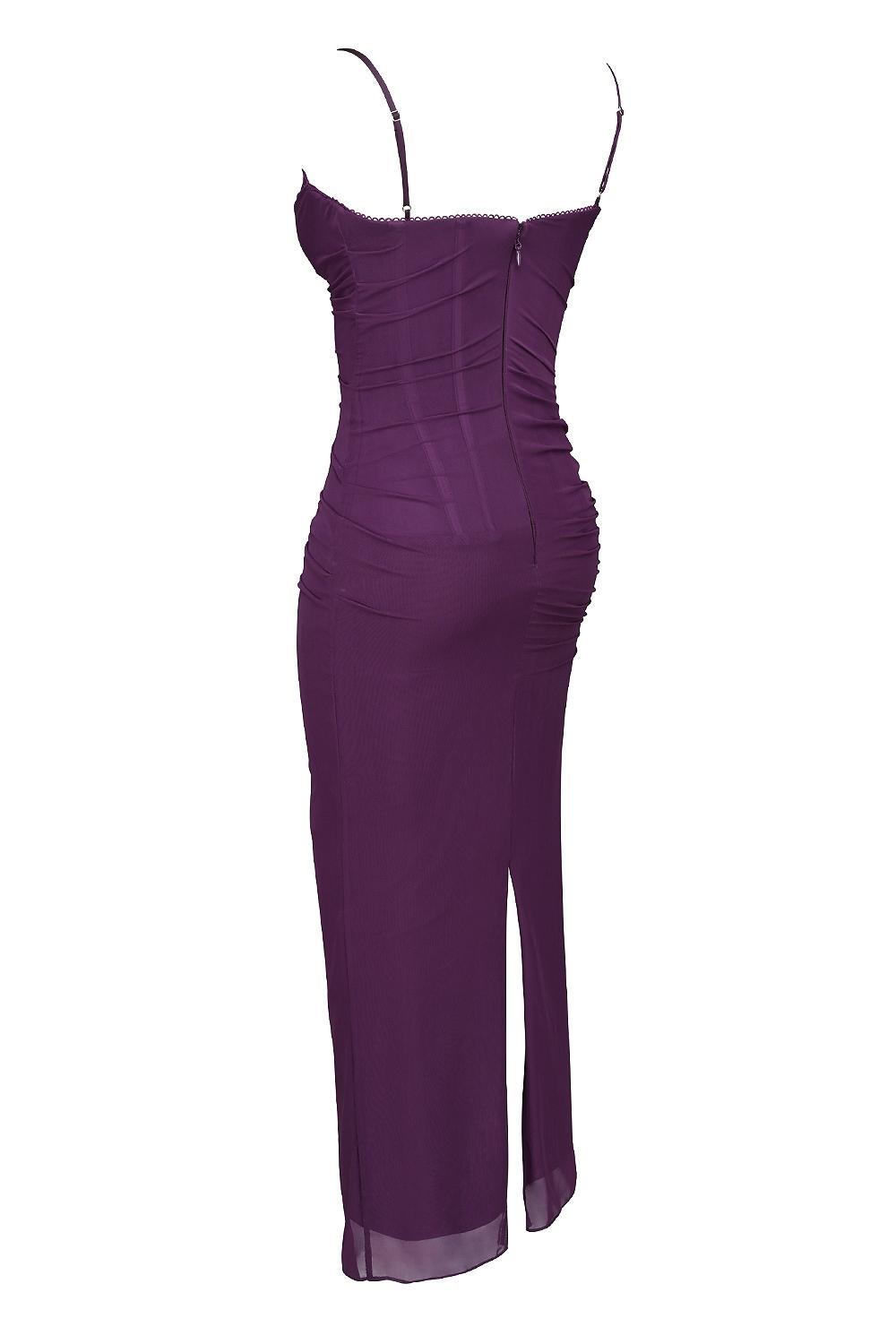 Nalini Grape Mesh Corset Maxi Dress Product Image