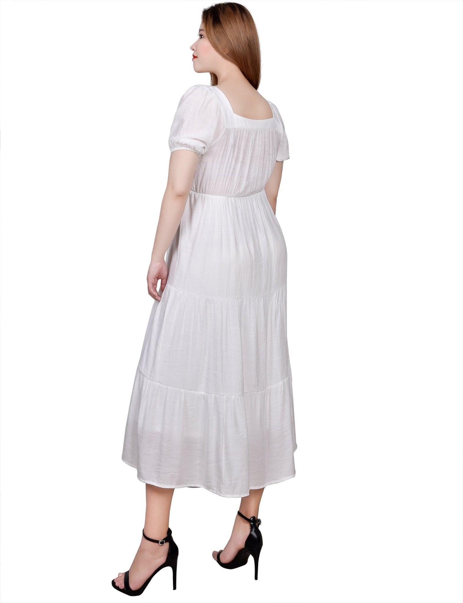 Short Sleeve Tiered Midi Dress Product Image