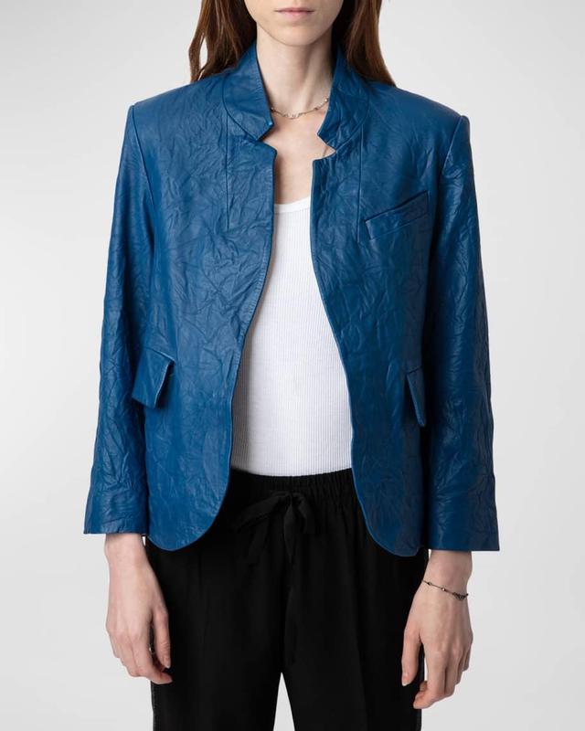 Verys Crinkled Leather Blazer  Product Image