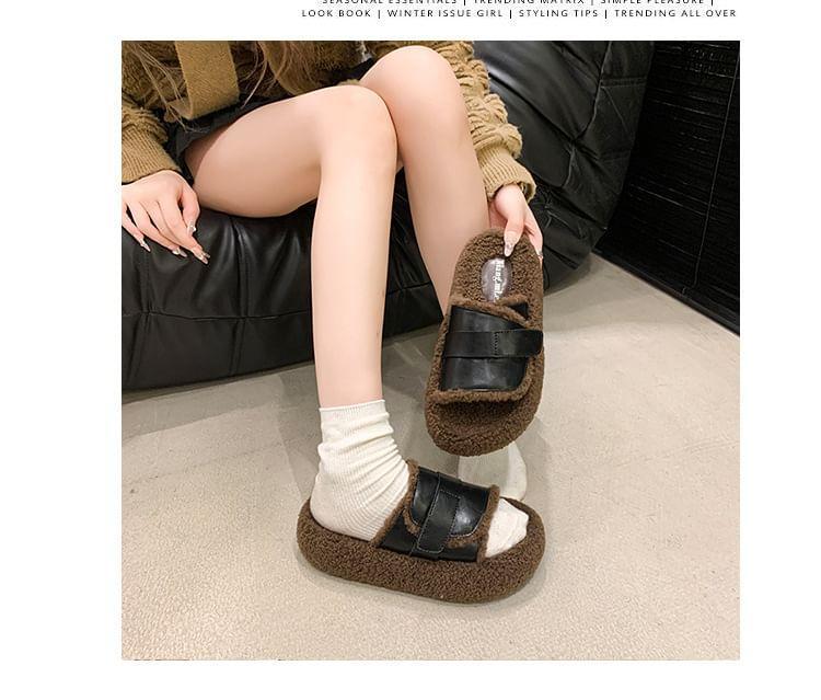 Fluffy Trim Platform Slide Sandals product image