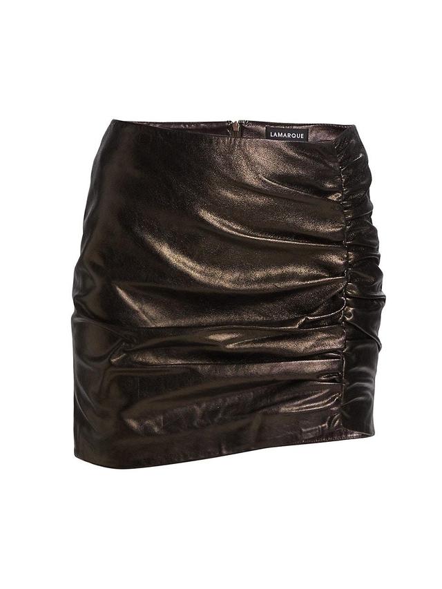 Womens Aricia Metallic Ruched Leather Miniskirt Product Image