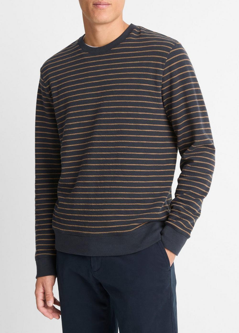 Slub Stripe Cotton-Blend Long-Sleeve T-Shirt Product Image