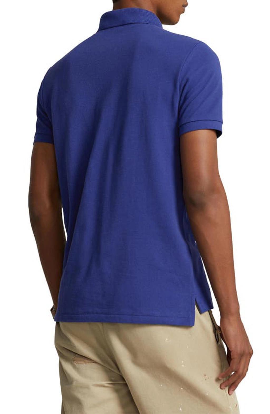 Cotton Mesh Custom Slim Fit Polo Shirt In Beach Royal Product Image