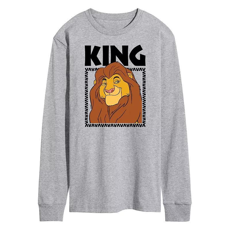 Disneys The Lion King Mufasa Mens Long Sleeve Graphic Tee Grey Gray Product Image