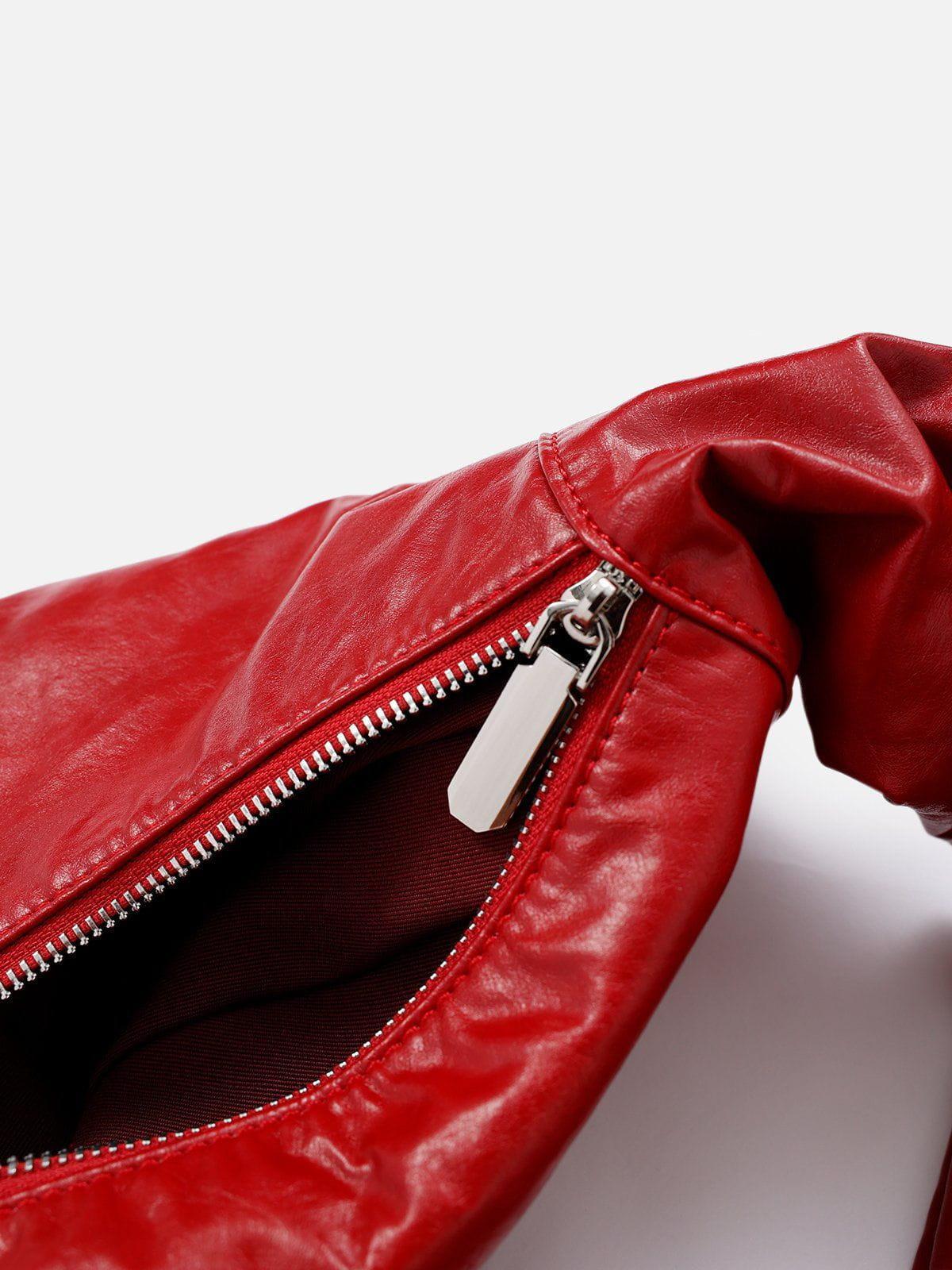 Red Faux Leather Diagonal Bag Product Image