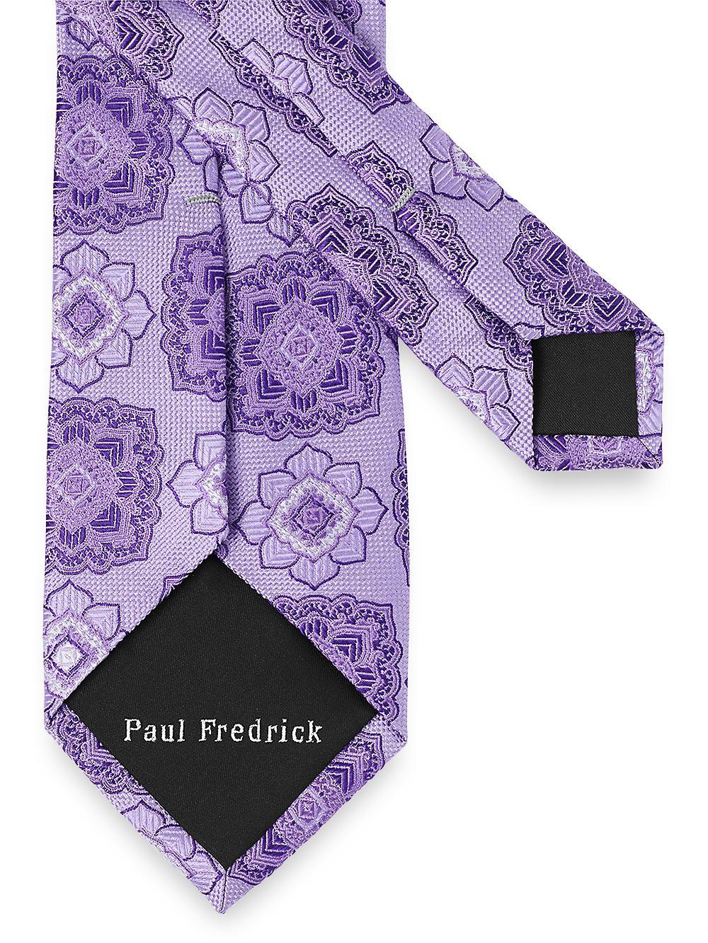 Medallion Woven Silk Tie - Purple Product Image