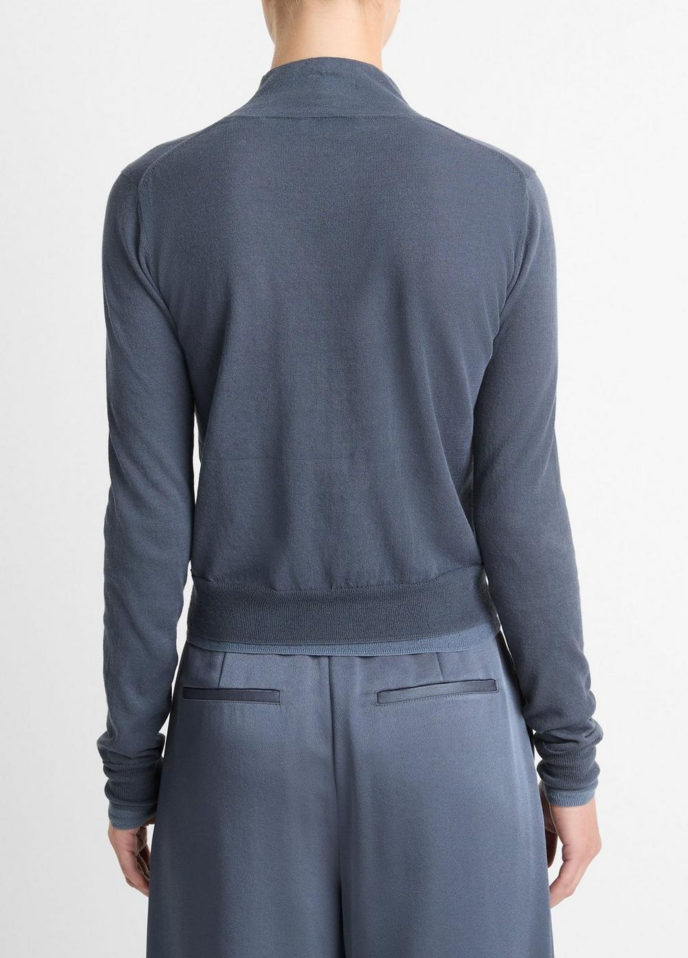 Italian Cotton-Blend Double-Layer Mock-Neck Sweater Product Image