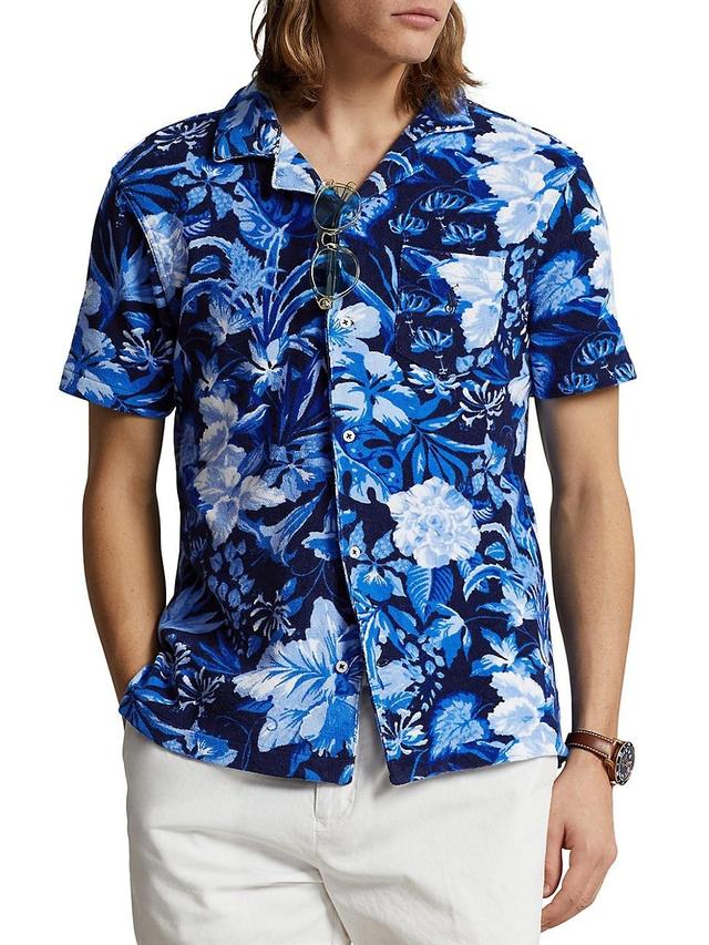 Mens Floral Cotton Terry Camp Shirt Product Image