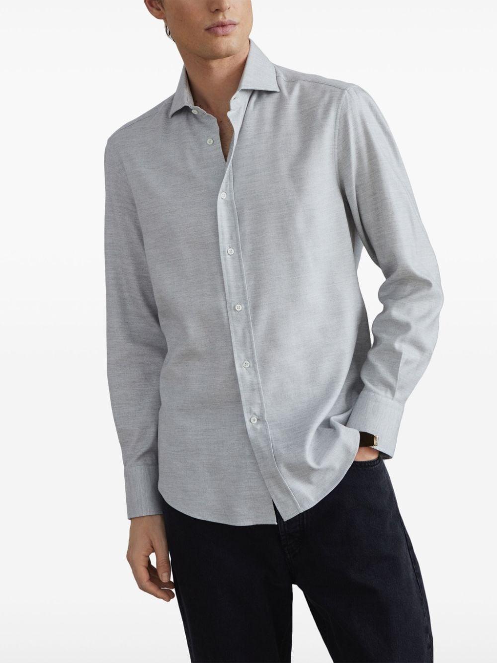 BRUNELLO CUCINELLI Stretch-cotton Chevron Slim-fit Shirt In Grey Product Image